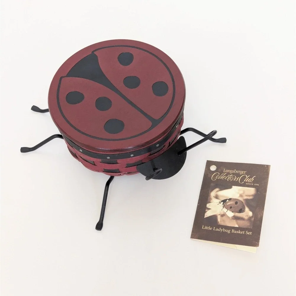 Longaberger Collectors Club 2009 Little Ladybug Basket w/ Lid, Legs, Tag